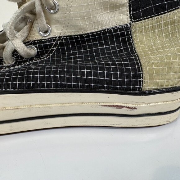 Converse Chuck Taylor Shoes Mens Size 11.5 Quad Ripstop High Top Black Beige - Picture 8 of 8